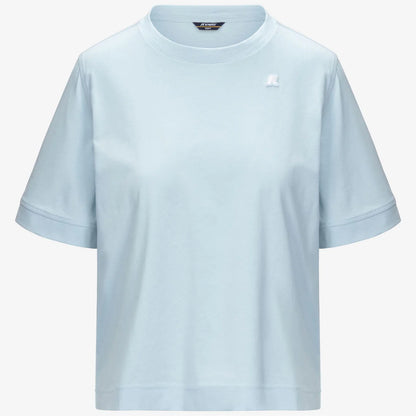 K-WAY T-Shirt donna in Cotone Donna A Taglio Boxy Blu Baby per Uso Quotidiano