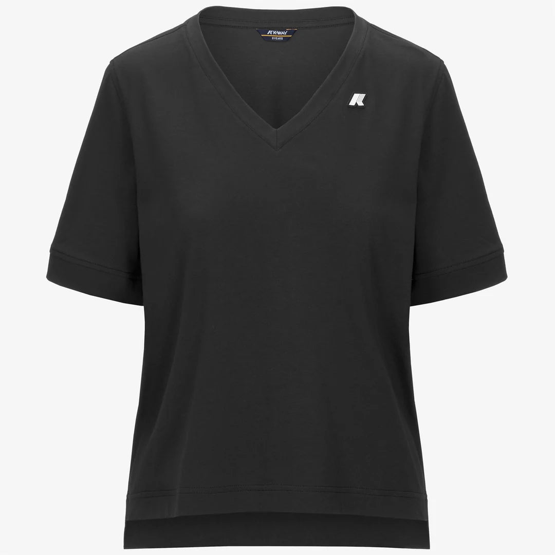 K-WAY T-Shirt donna in Cotone vestibilità regular scollo a V - K2148FW mod. Leda jersey_1
