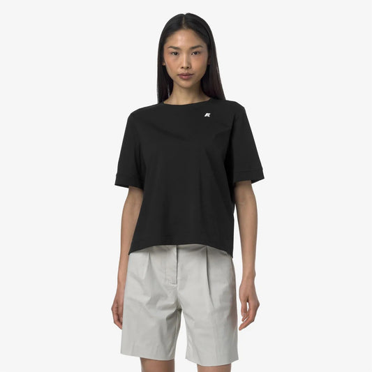 K-WAY T-Shirt donna in Cotone Donna A Taglio Boxy black per Uso Quotidiano
