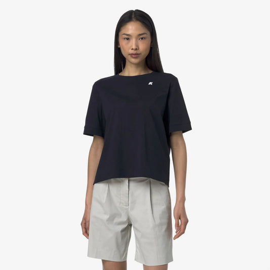 K-WAY T-Shirt donna in Cotone Donna A Taglio Boxy Blu Baby per Uso Quotidiano