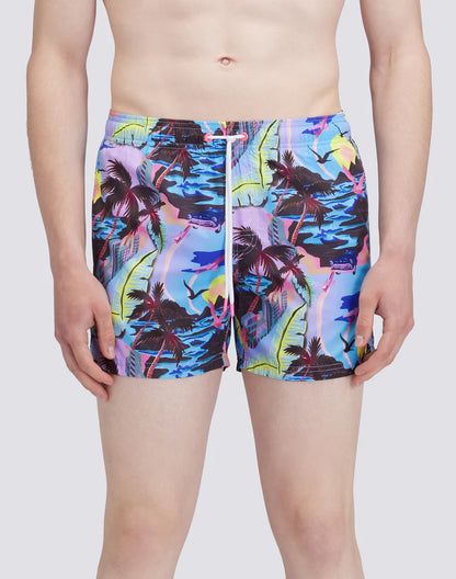 Sundek Costume uomo corto con vita elasticata Repreve con stampa HAWAIIAN POP