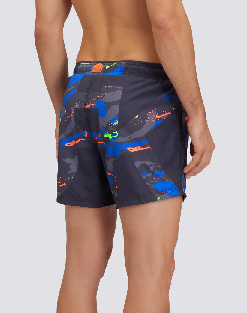 Sundek beachwear costume uomo corto con vita elasticata Repreve con stampa macro logo