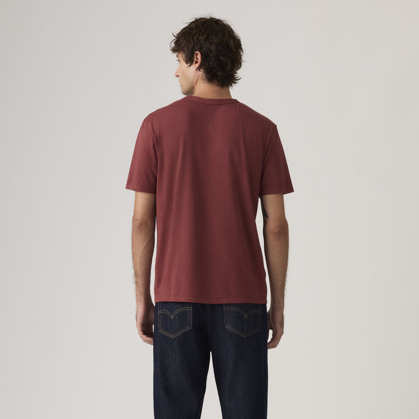T-shirt uomo Levi's Original girocollo in cotone rosso garment dyed