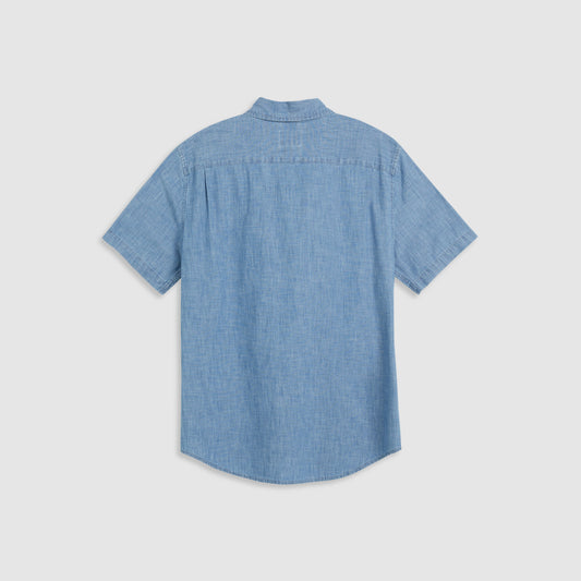 camicia Levi’s uomo chambray blu vista posteriore