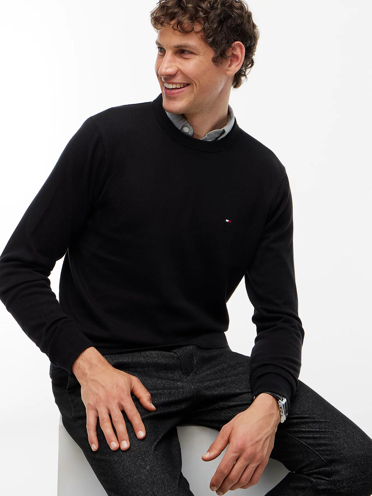 Tommy Hilfiger Maglia uomo Pullover con cashmere e logo MW0MW28046BDS - immagine 2