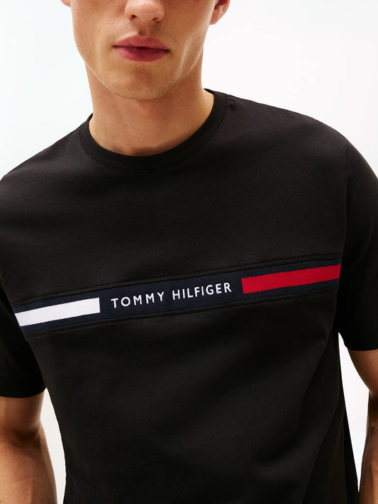 maglietta uomo Tommy Hilfiger cotone nero regular fit logo frontale