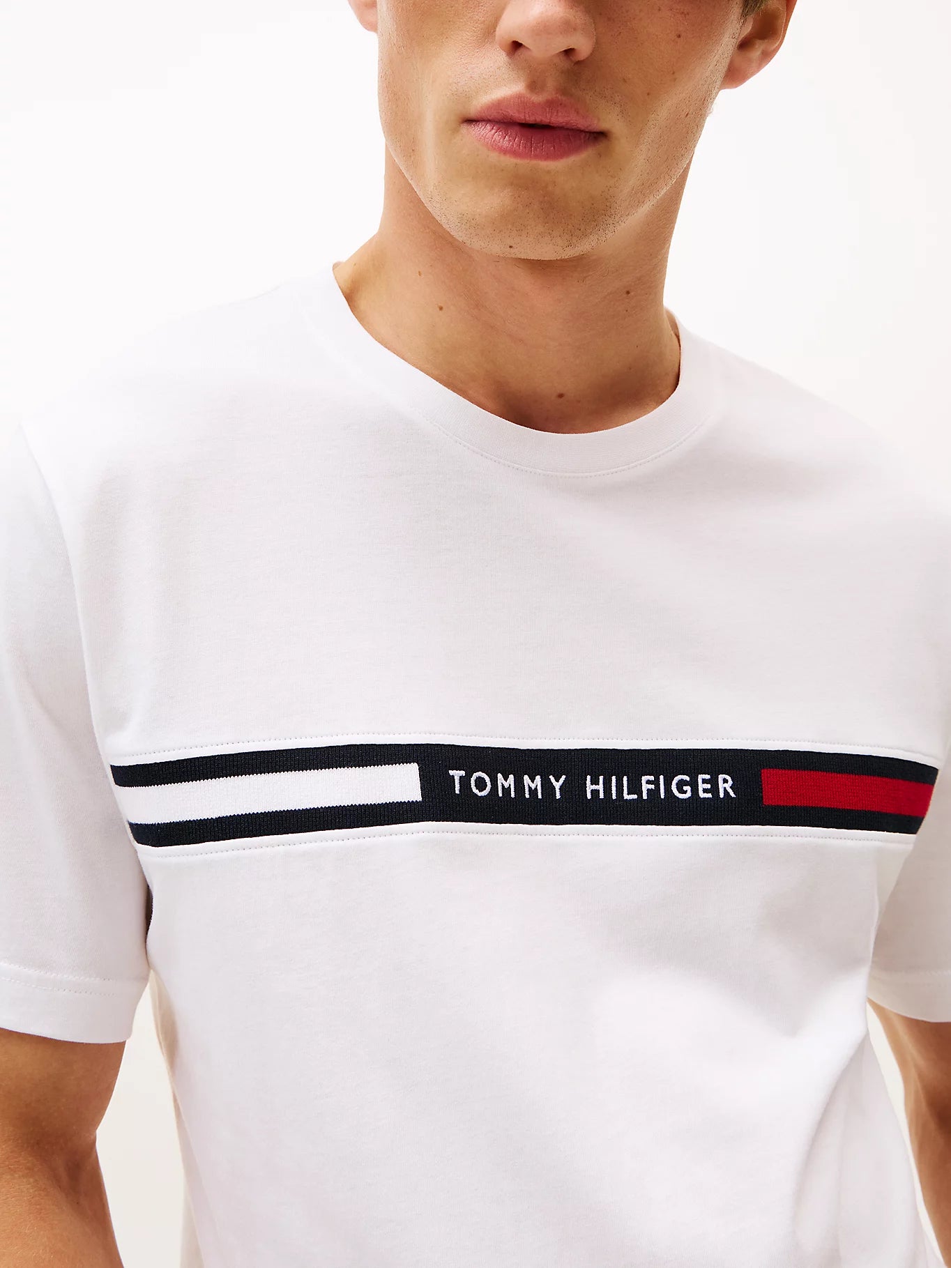 maglietta uomo Tommy Hilfiger cotone bianco regular fit logo frontale
