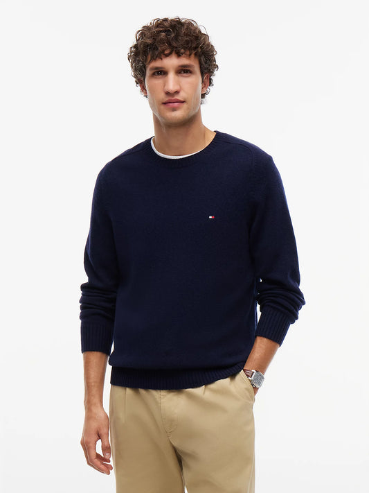 Tommy Hilfiger maglia uomo Pullover in pura lana d'agnello con logo MW0MW36535DW5