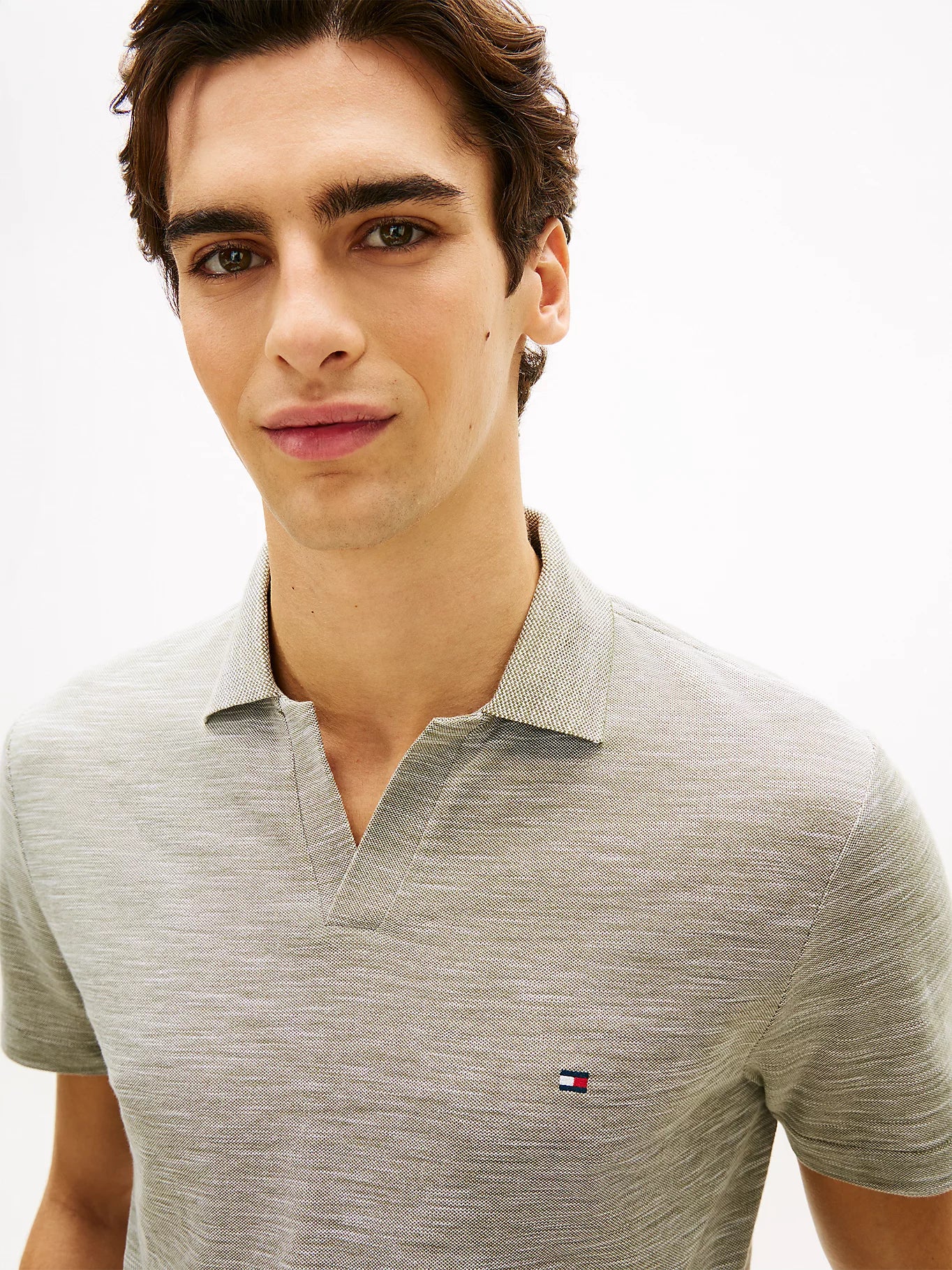 Polo uomo Tommy Hilfiger in piqué di cotone Oxford regular fit grigia MW0MW384820H9