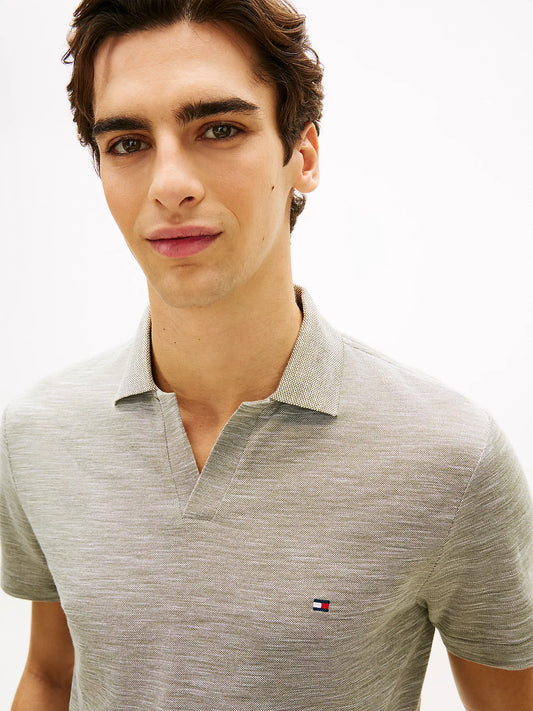Polo uomo Tommy Hilfiger in piqué di cotone Oxford regular fit grigia MW0MW384820H9