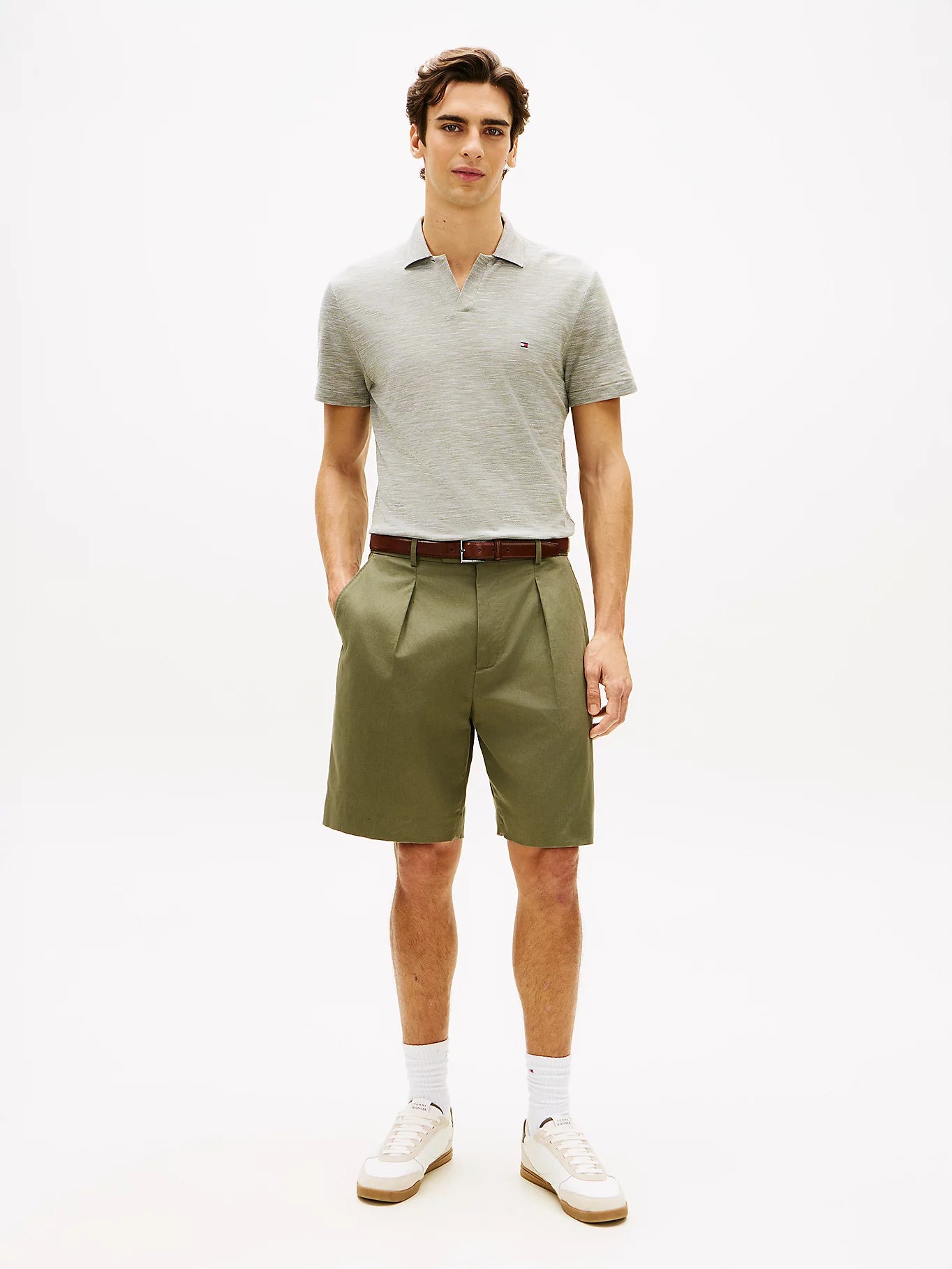Polo uomo Tommy Hilfiger in piqué di cotone Oxford regular fit grigia MW0MW384820H9