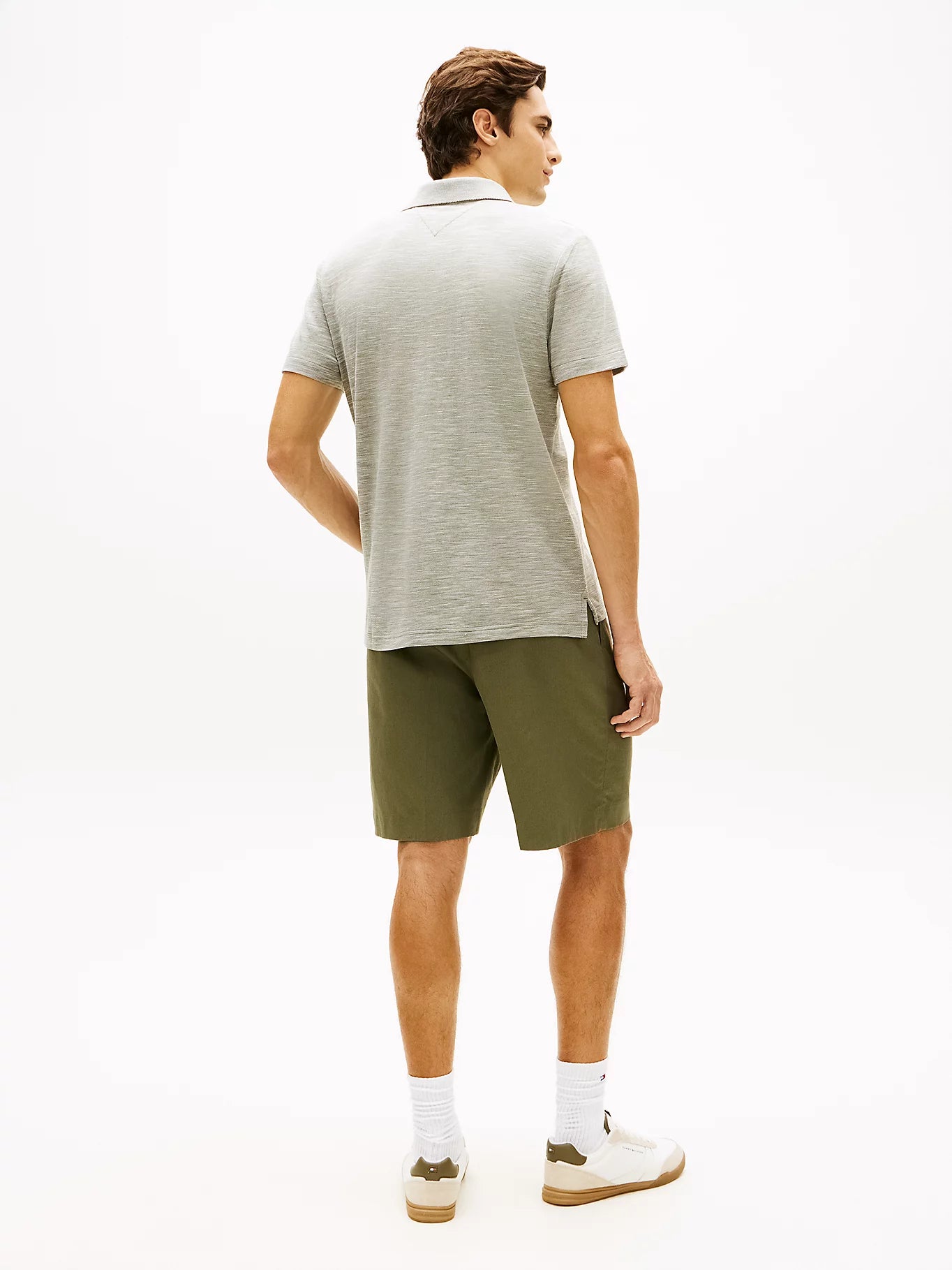 Polo uomo Tommy Hilfiger in piqué di cotone Oxford regular fit grigia MW0MW384820H9