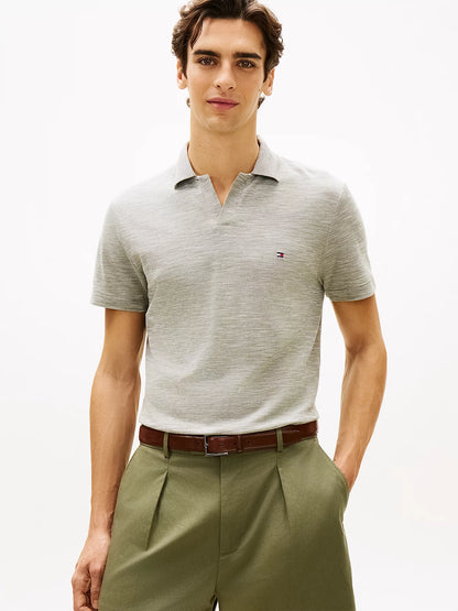 Polo uomo Tommy Hilfiger in piqué di cotone Oxford regular fit grigia MW0MW384820H9