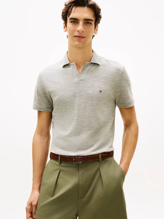 Polo uomo Tommy Hilfiger in piqué di cotone Oxford regular fit grigia MW0MW384820H9