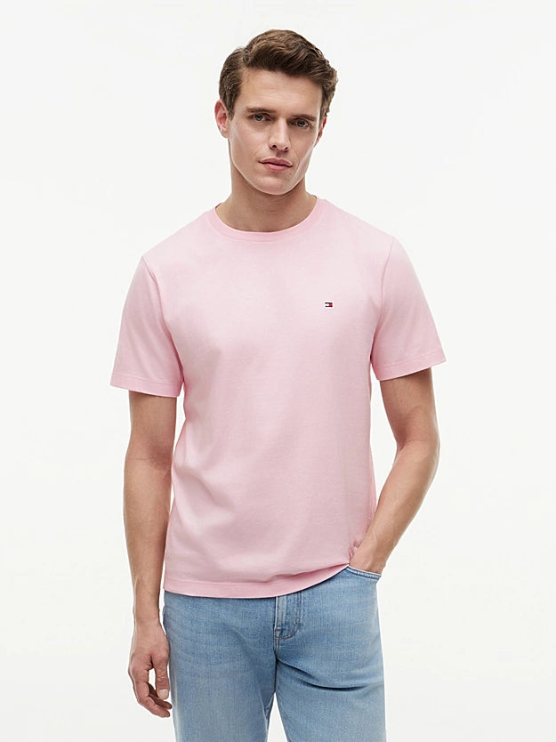 tommy hilfiger t shirt uomo rosa cotone bandierina ricamata