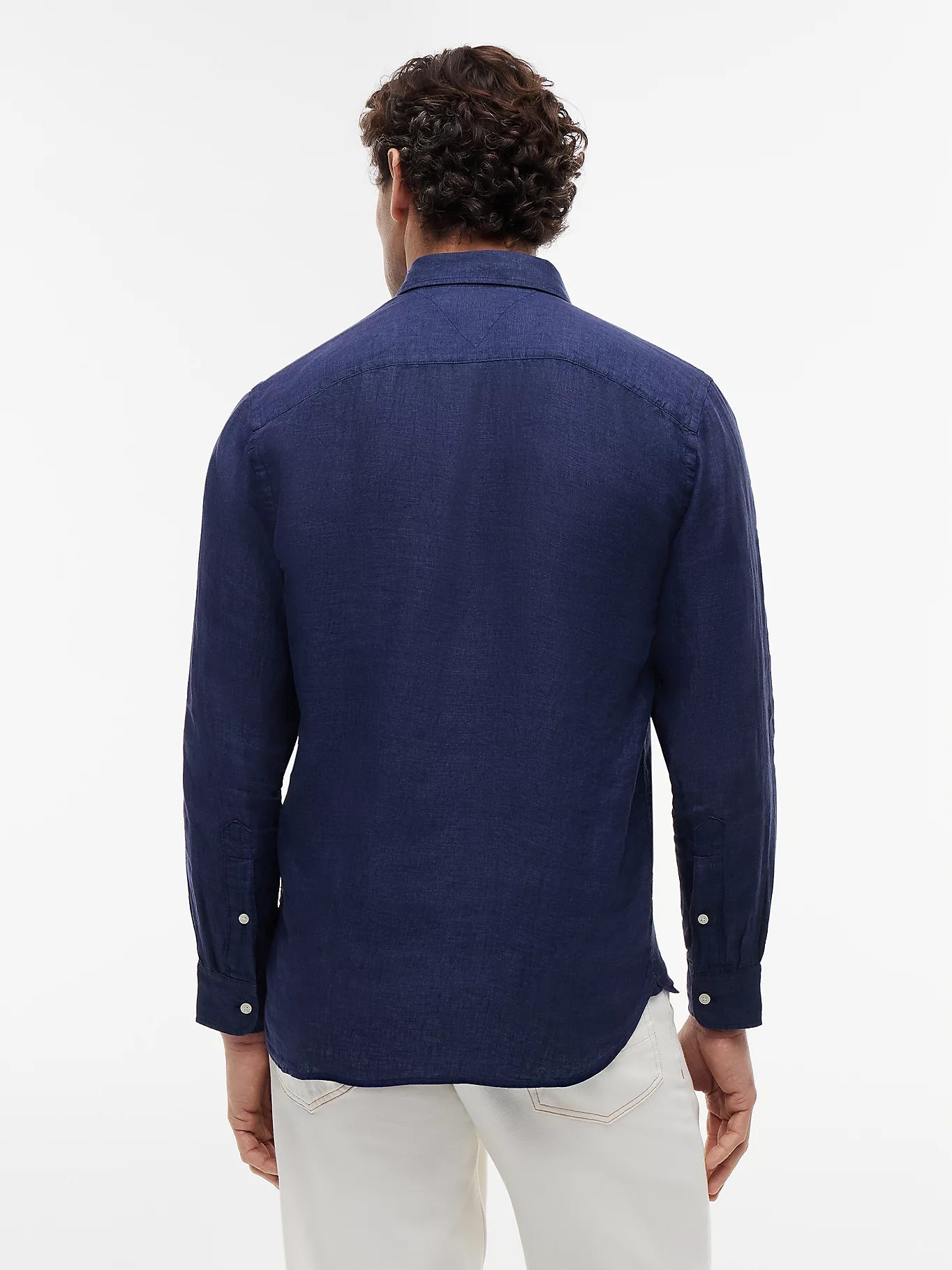 Camicia uomo Tommy Hilfiger in lino regular fit blu MW0MW41530