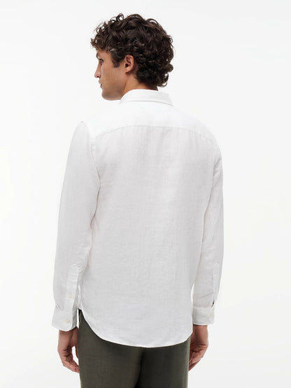 Camicia uomo Tommy Hilfiger in lino regular fit bianca MW0MW41530YBR