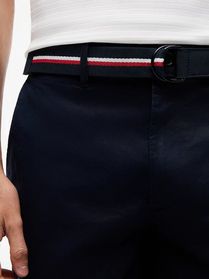 Men's Tommy Hilfiger Chino Denton Bermuda Shorts Blue with Belt Inseam 24 cm MW0MW42349DW5