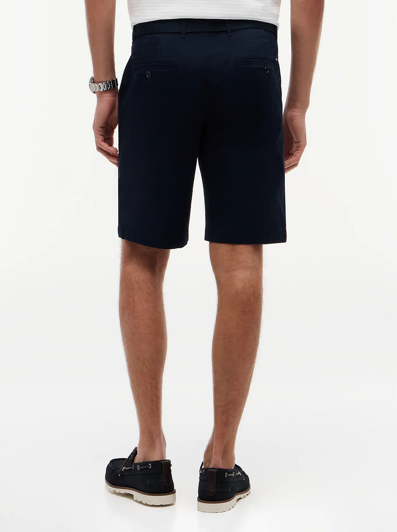 Men's Tommy Hilfiger Chino Denton Bermuda Shorts Blue with Belt Inseam 24 cm MW0MW42349DW5