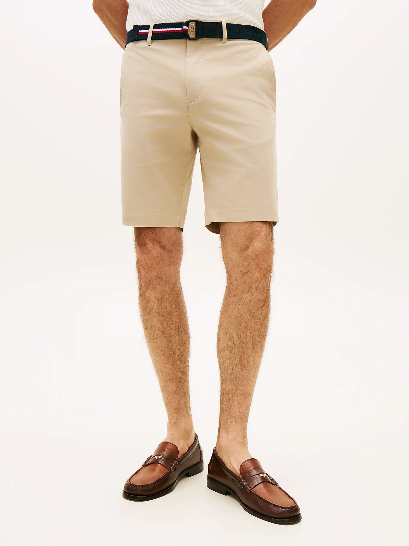 Men's Tommy Hilfiger Chino Denton Shorts in Beige with Belt, Inseam 24 cm, MW0MW42349RBT