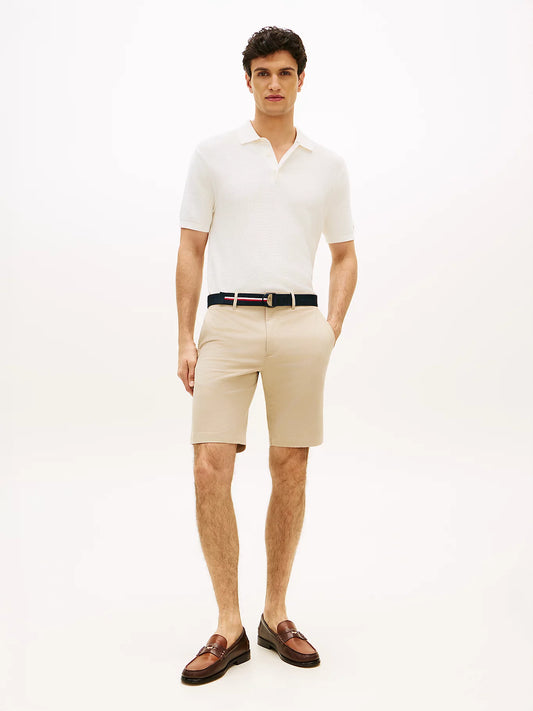 Bermuda uomo Tommy Hilfiger chino Denton beige con cintura interno gamba 24 cm MW0MW42349RBT