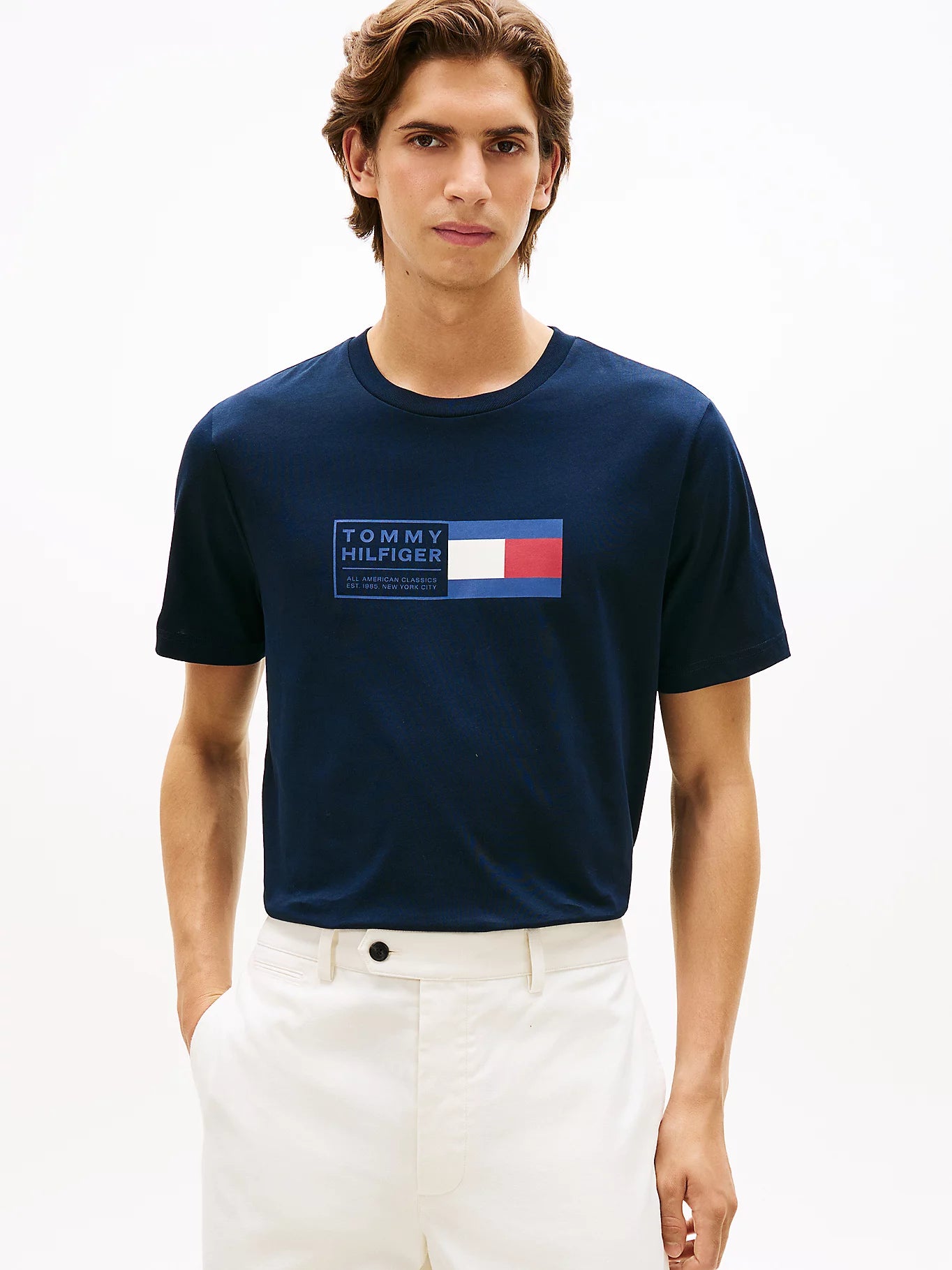 tommy hilfiger t shirt uomo blu logo nyc petto