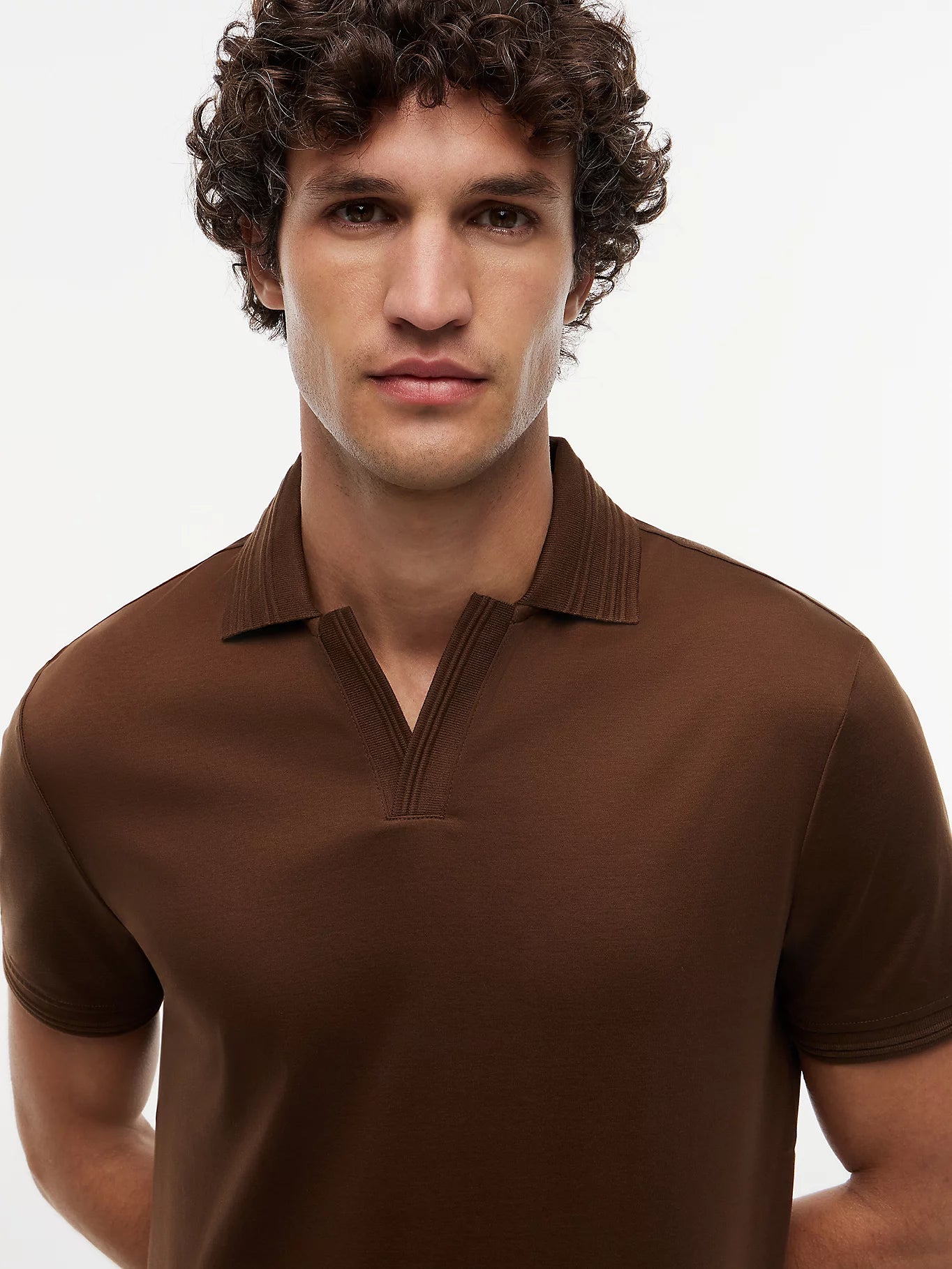 polo marrone uomo Tommy Hilfiger dettaglio colletto tramato