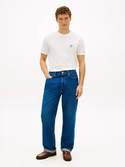 T-shirt uomo Tommy Hilfiger in cotone mercerizzato con logo ricamato bianca MW0MW43066YBL