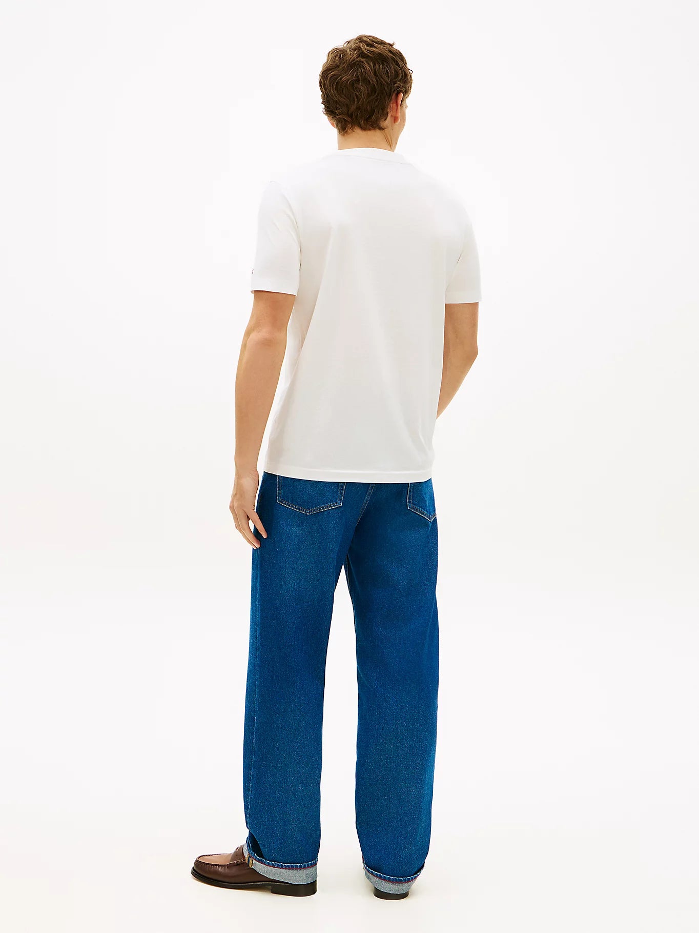 T-shirt uomo Tommy Hilfiger in cotone mercerizzato con logo ricamato bianca MW0MW43066YBL