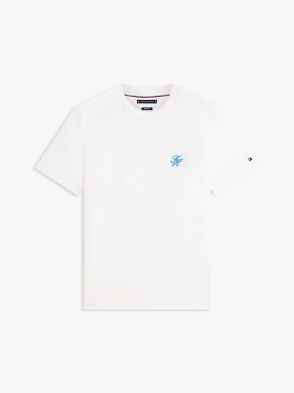 T-shirt uomo Tommy Hilfiger in cotone mercerizzato con logo ricamato bianca MW0MW43066YBL