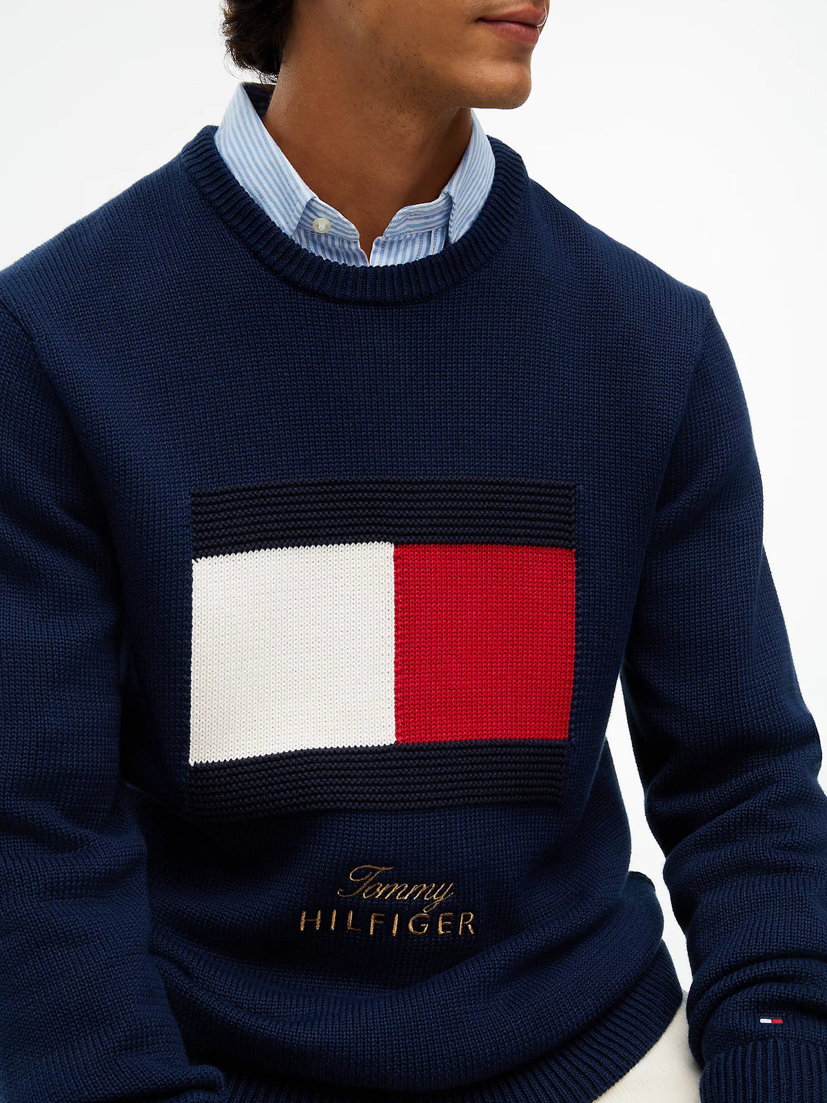 Tommy Hilfiger Maglia uomo Pullover con bandiera a intarsio MW0MW44816DCC - immagine 3