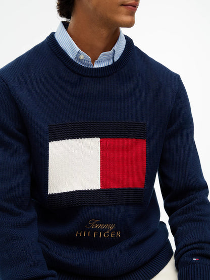Tommy Hilfiger Maglia uomo Pullover con bandiera a intarsio MW0MW44816DCC - immagine 3