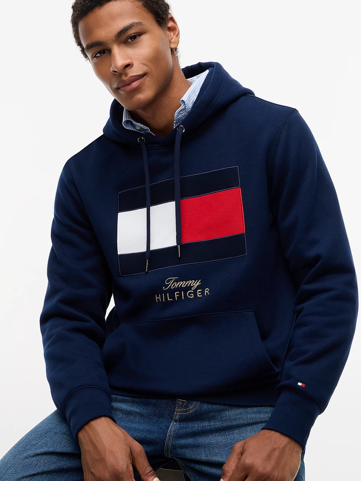 Tommy Hilfiger Felpa uomo in tessuto spazzolato con bandiera MW0MW45189DCC - immagine 3