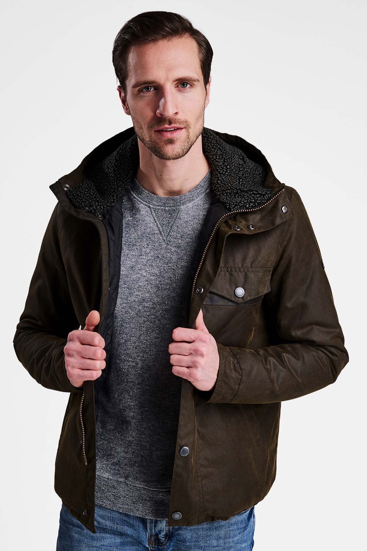 Barbour International capospalla uomo kevlar wax jacket wax cot outw MWX1372-OL51 - immagine 1