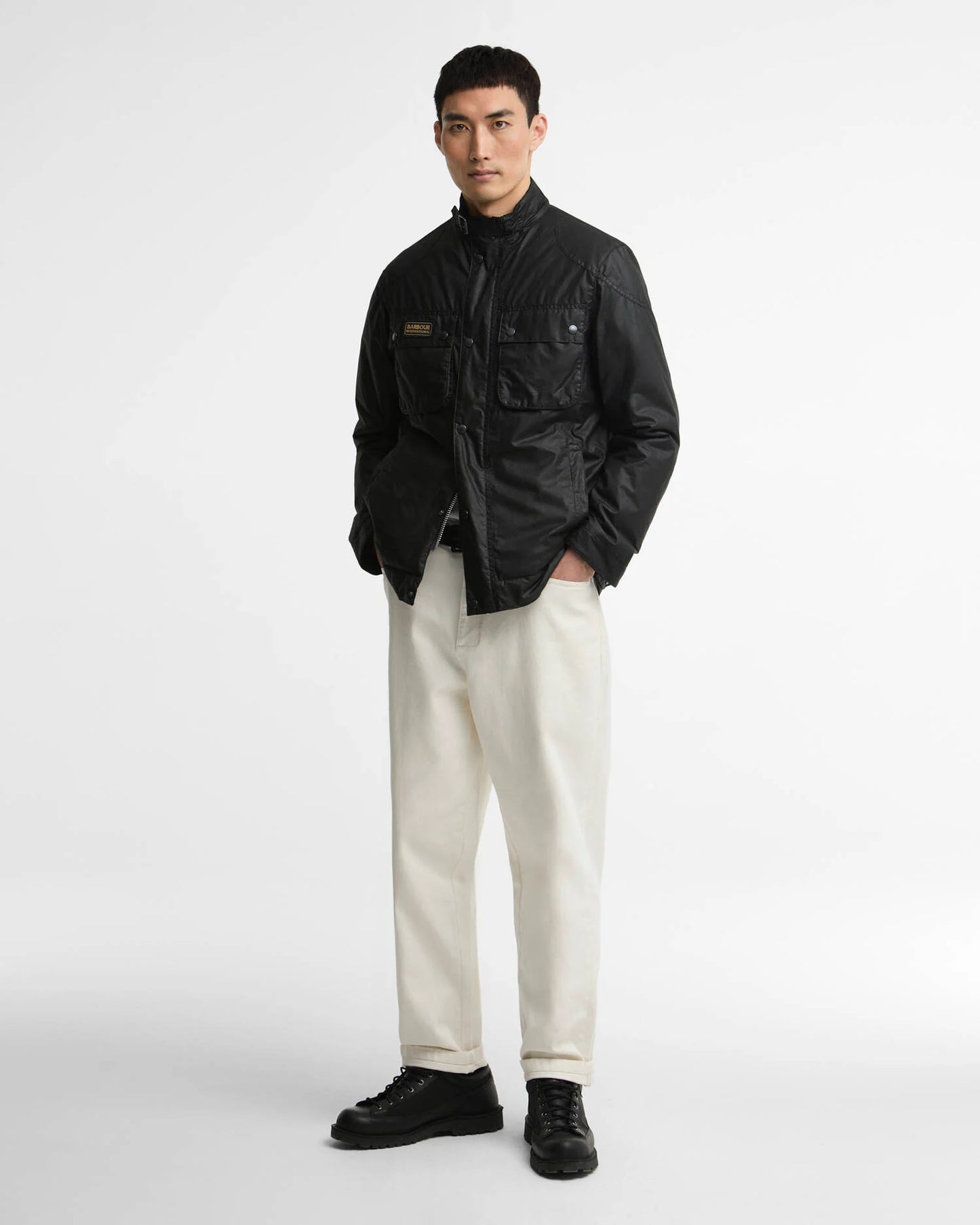 Barbour International capospalla uomo winter merton wax jacket wax cot outw MWX2601-BK11
