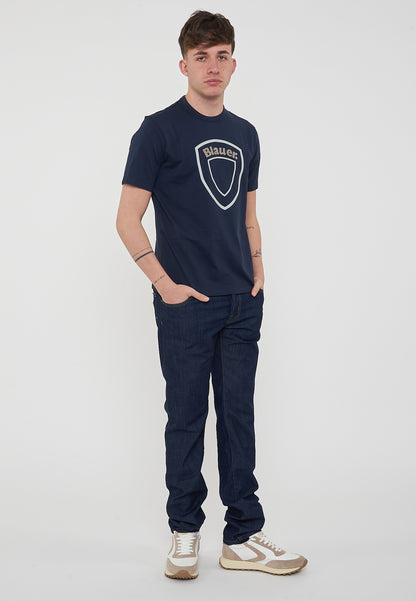 Blauer T-shirt Uomo Hallet – Manica Corta con Stampa Frontale e Logo
