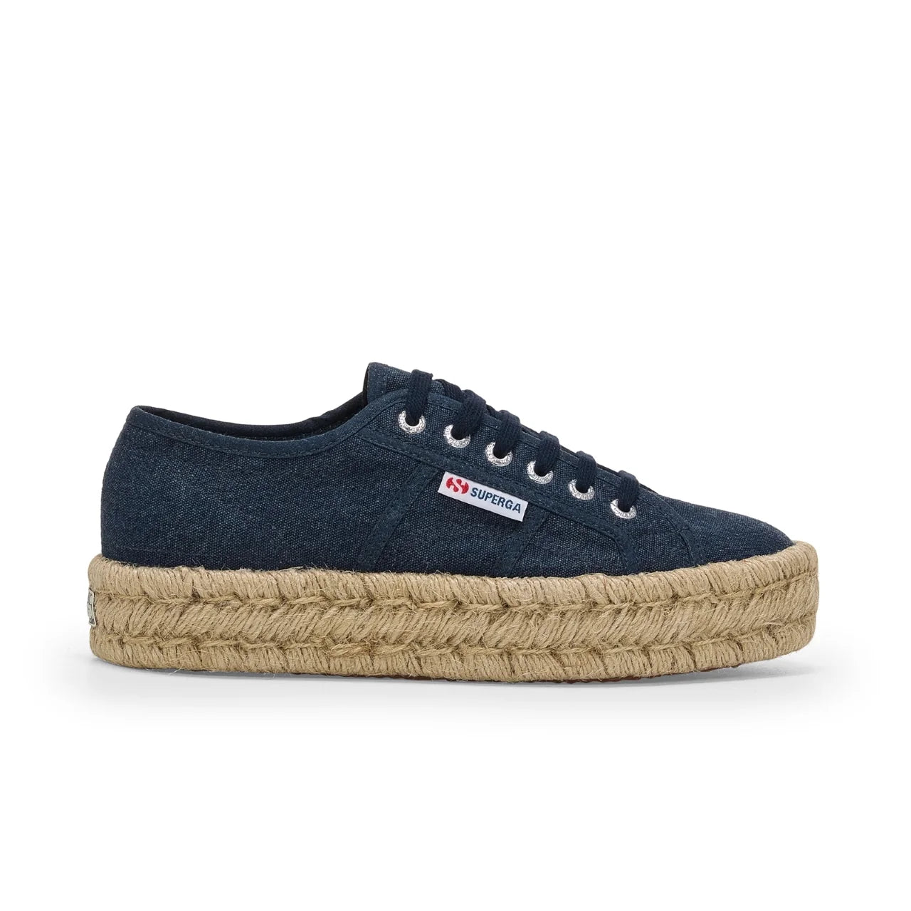 Superga Scarpa Donna Sneakers Platform in Cotone Navy