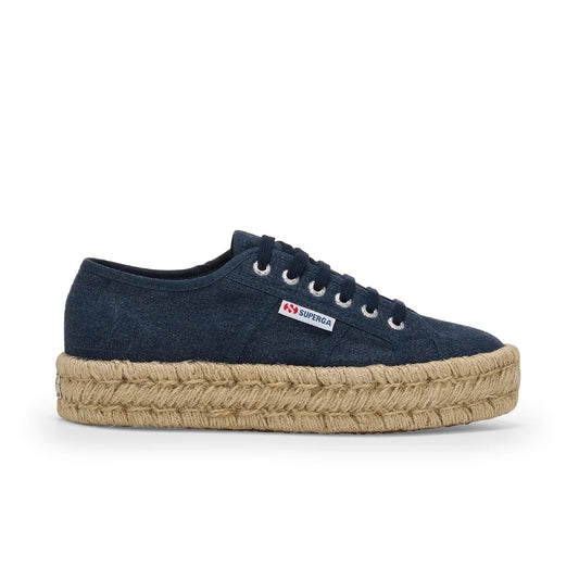 Superga Scarpa Donna Sneakers Platform in Cotone Navy