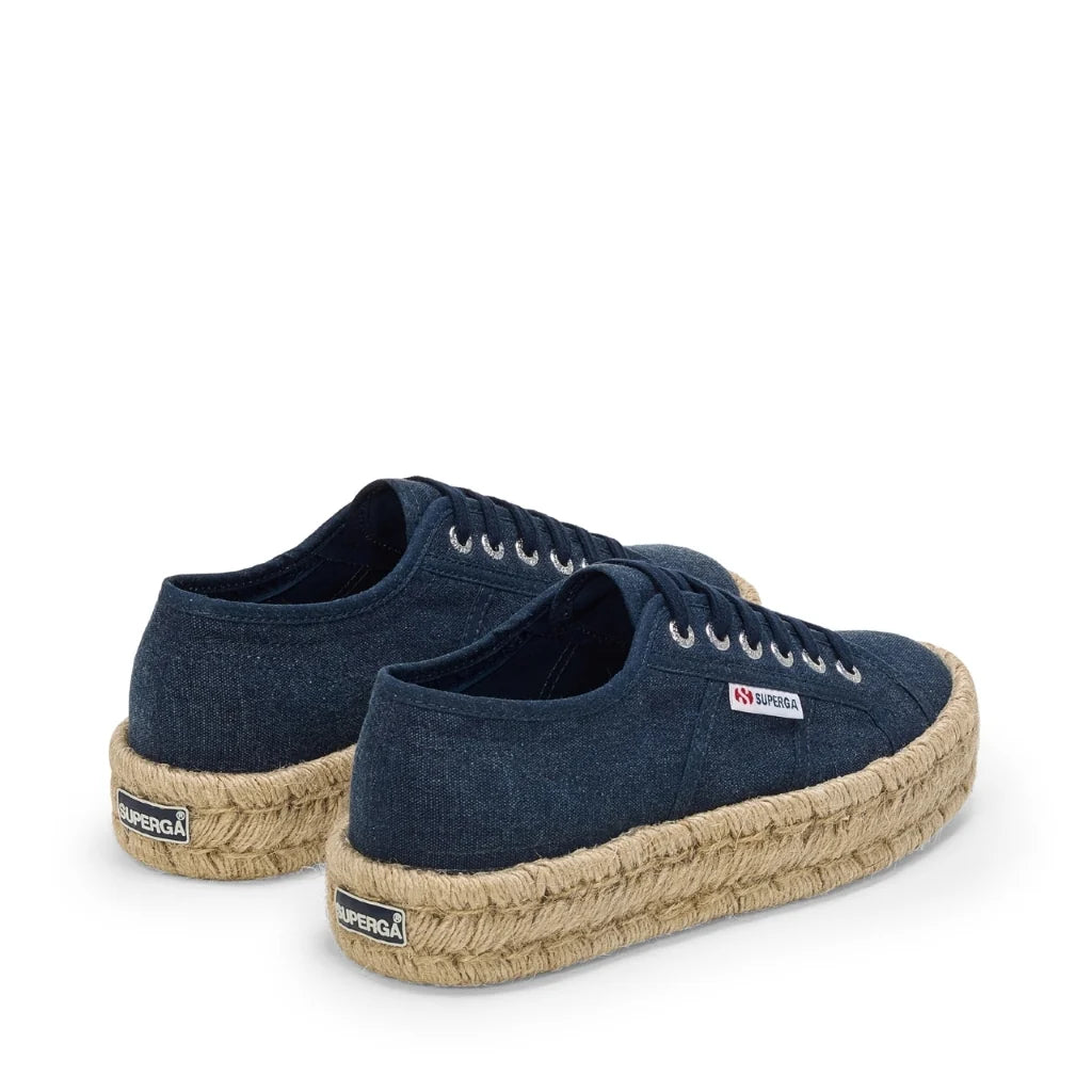 Superga Scarpa Donna Sneakers Platform in Cotone Navy
