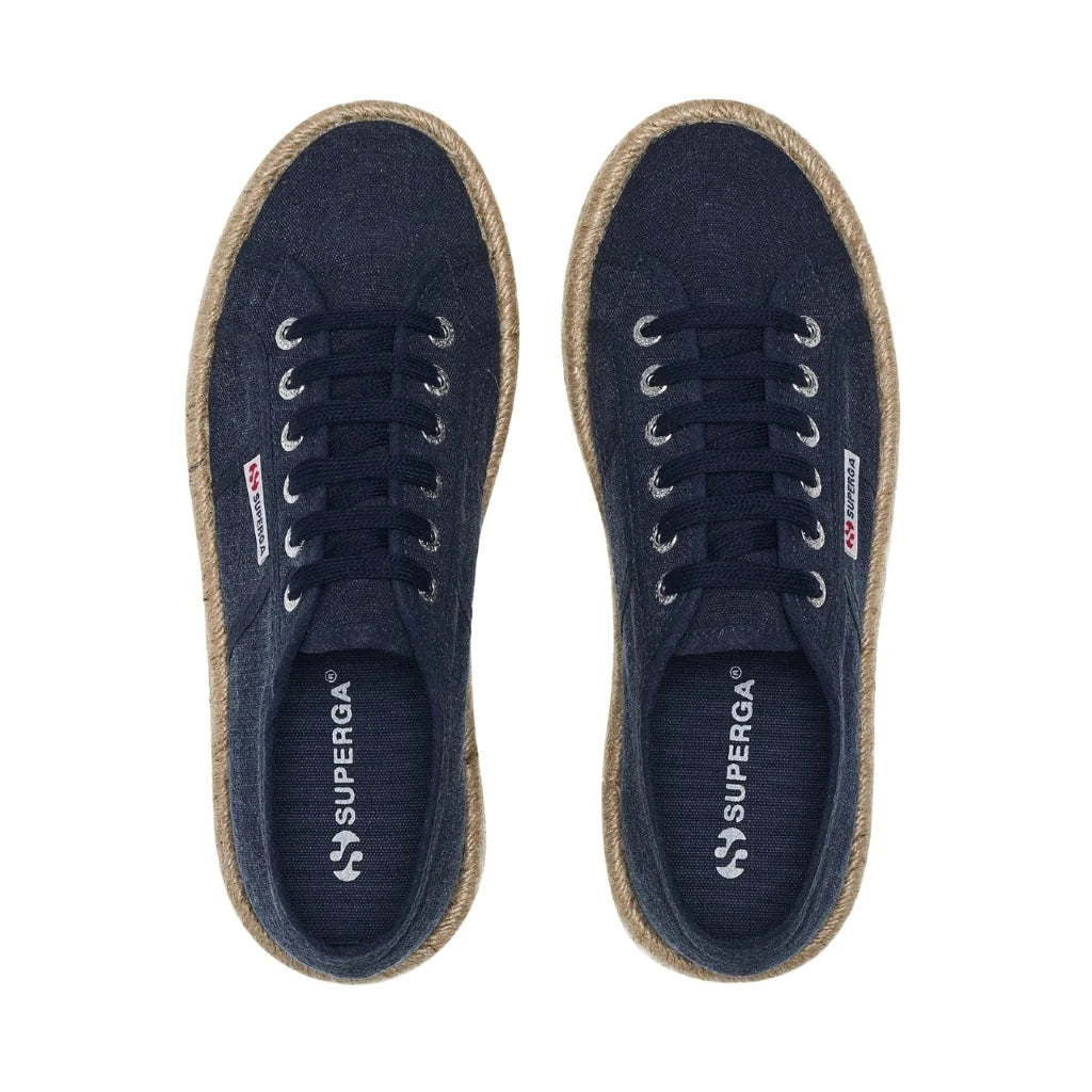 Superga Scarpa Donna Sneakers Platform in Cotone Navy