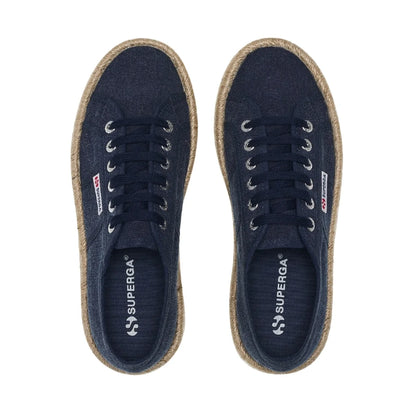 Superga Scarpa Donna Sneakers Platform in Cotone Navy