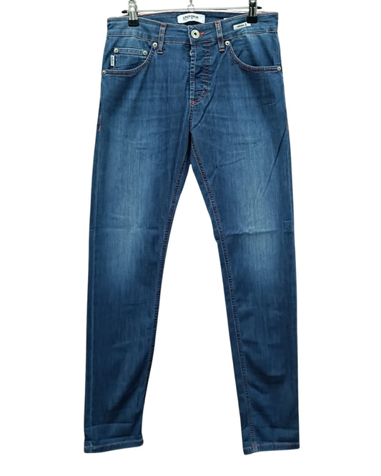 Uniform jeans uomo Barney comfort blue denim 8 oz regular slim fit fronte