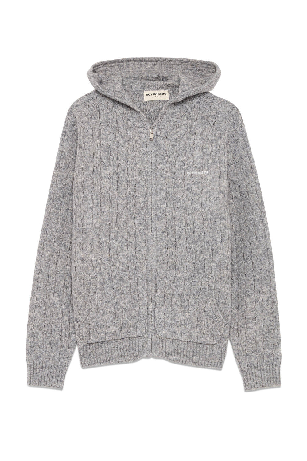 Roy Roger's maglia donna Hooded zip cable WOMAN Cashmere wool blend.