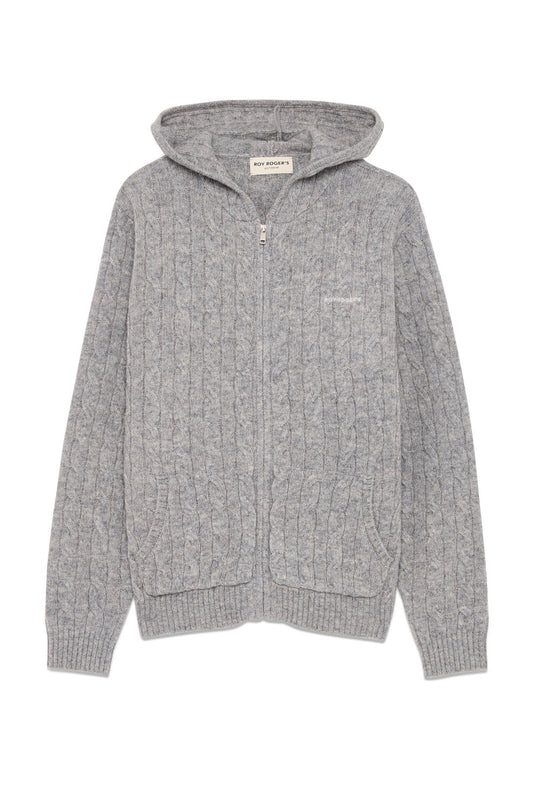 Roy Roger's maglia donna Hooded zip cable WOMAN Cashmere wool blend.