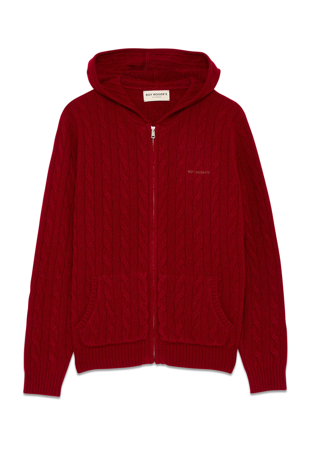 Roy Roger's maglia donna Hooded zip cable WOMAN Cashmere wool blend.