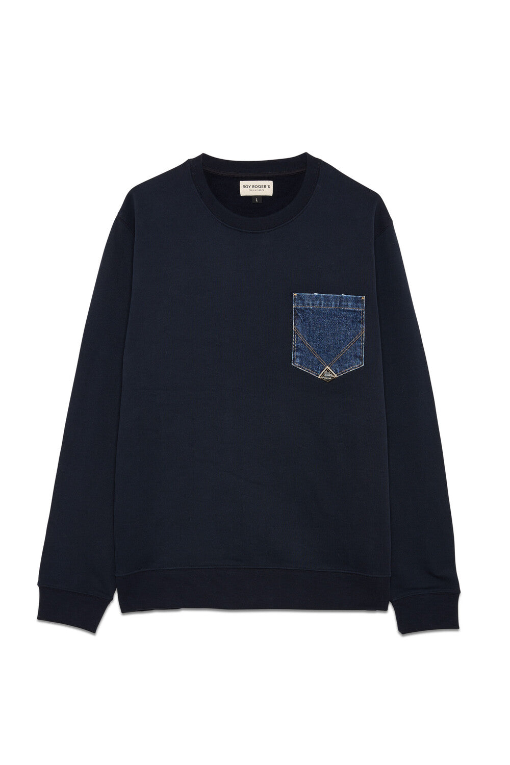 Roy Roger's Maglia uomo Crew pocket denim MAN Sweater Washed