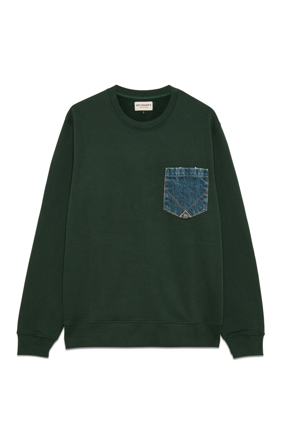 Roy Roger's Maglia uomo Crew pocket denim MAN Sweater Washed