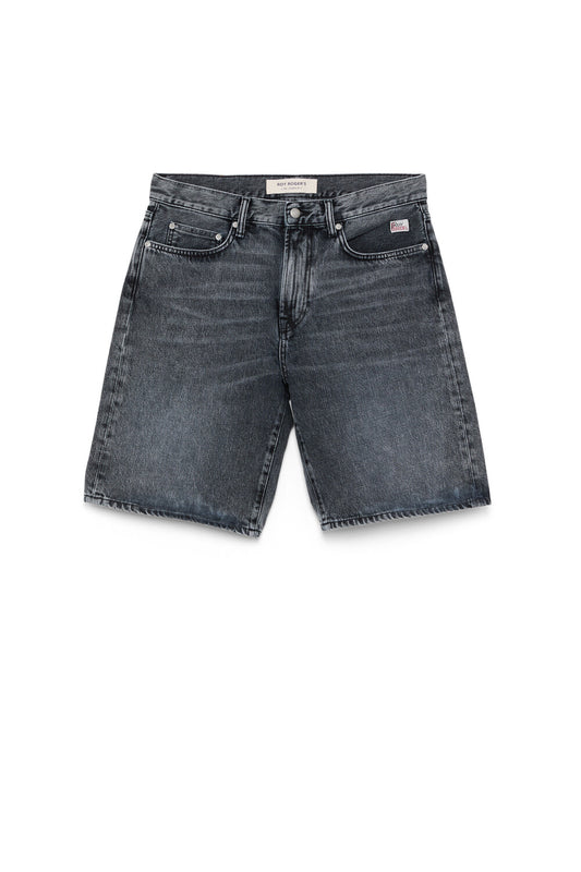 Bermuda uomo Roy Roger’s Cult Wide RE-SEARCH denim nero vista frontale