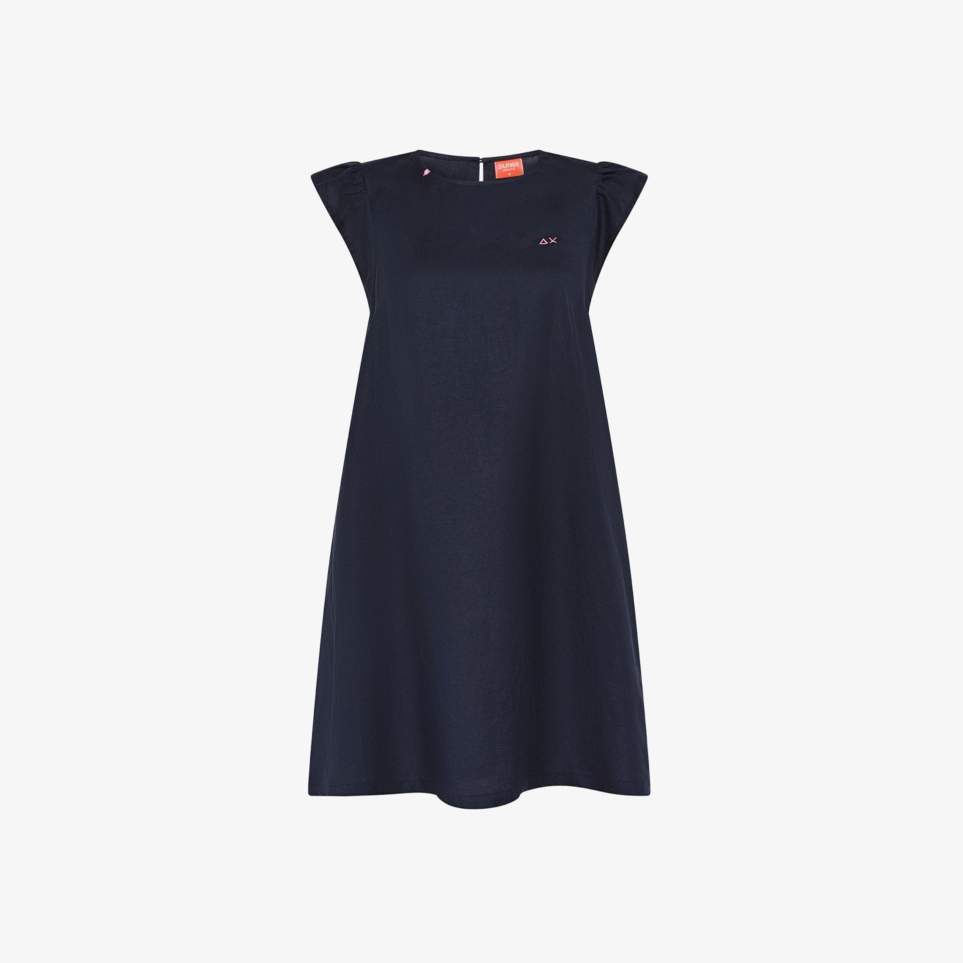 abito donna sun68 mini dress blu navy misto lino