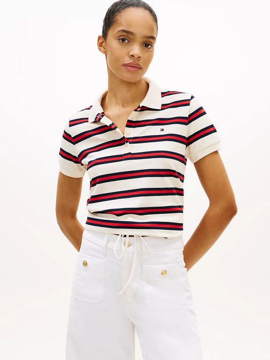 tommy hilfiger polo donna righe cotone pique stretch